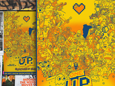 One U.P.! Show Poster 8bit art show design games pixel art poster video games