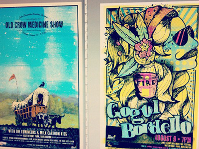 Old Crow & Gogol Bordello Gig Posters americana collage folk gig poster gogol bordello gypsy illustration ink music old crow medicine show pen pencil photoshop rock