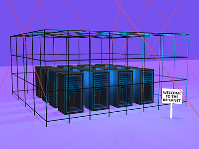 Internet Lockdown 3d access illustration internet networking servers