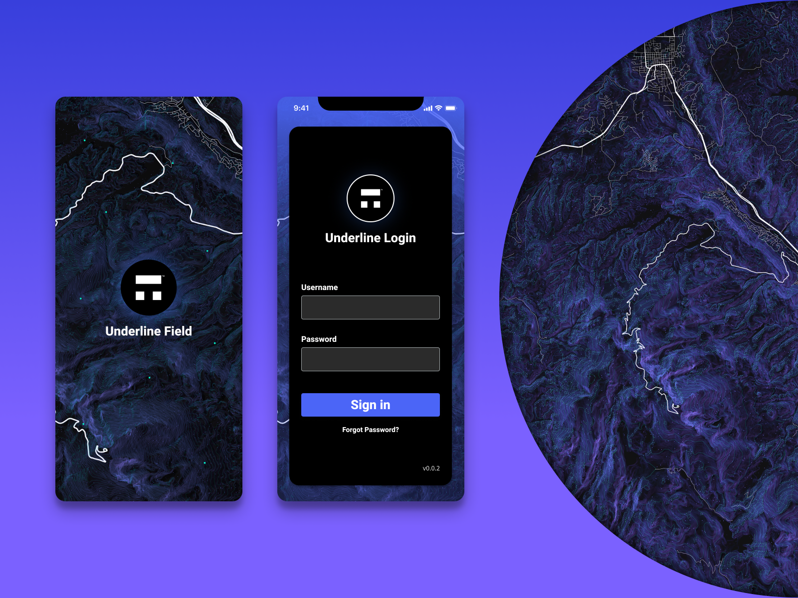 iOS Login Screen Using Real Map Data (Mapbox topology and light) by Coty  Beasley for Underline on Dribbble