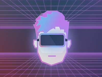 Self Portrait IN THE FUUUUTTUUURREE 80s futuristic illustration outrun retro synth vector virtual reality