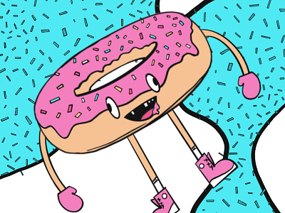 Street Cakes Milkdrop cartoon character donut hand drawn illustration ipad pro procreate sprinkles