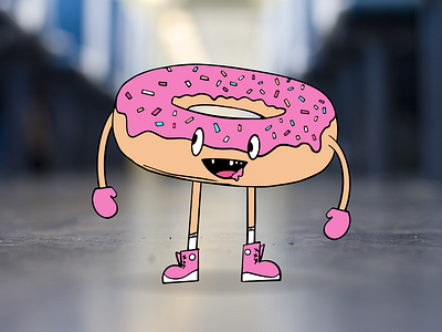 Street Cakes Vectorized cake candy cartoon characer dof donut illustration sprinkles vector