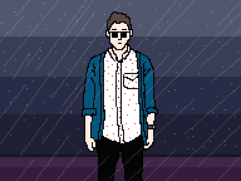 Wind + Rain - Outrun Pixel Art