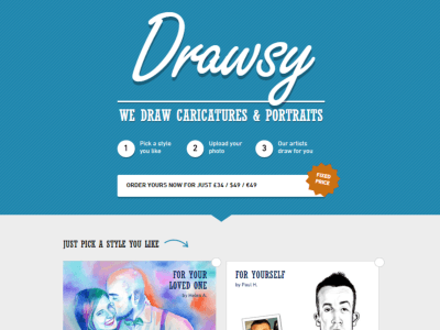 Drawsy artists caricatures portraits web design