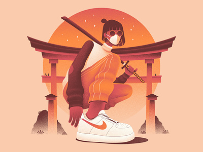 The New Normal character illustration characterdesign design illustration nike nike air orange samurai sneakers streetwear texture