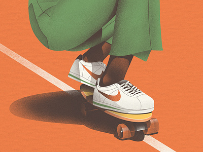 Skate art clean design illustration orange skateboard skateboarding skater texture