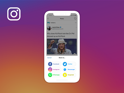 Daily UI #010: Social Share (Instagram) app dailyui dailyui010 design instagram ios ios12 iphone mobile design social buttons social share social sharing ui uidesign user experience user interface ux uxdesign