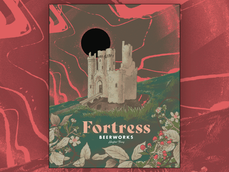 Fortress Beerworks castle eclipse fortress grass illustration plants sky