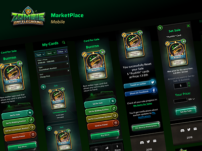 Zombie Battleground Marketplace Mobile blockchain game ui ux web design