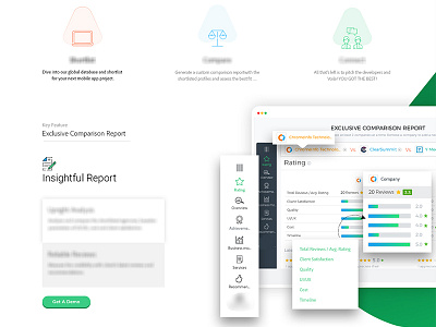 Home Page companies comparing dashboard for the