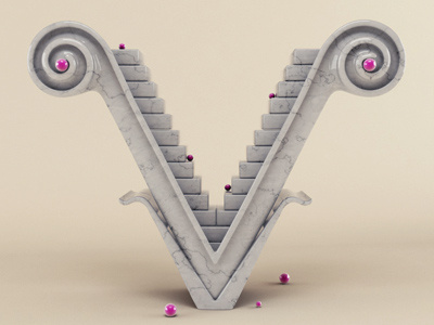 V 3d type typography