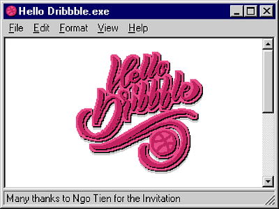 Hello Dribbble! debut dribbble hello invitation lettering pixelart typography windows95