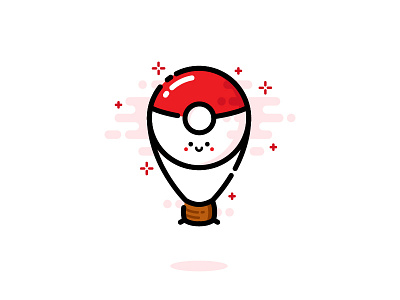 Poke Ball MBE style airballoon balloon cute happy icon illustration mbe nooveetiilab pokeball pokemon smile trainning