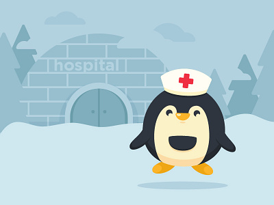 Nurse Penguin animal character concept creature hospital igloo mascot nurse penguin