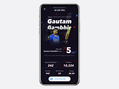 CricPlay- Star Contest with Gautam Gambhir cricket cricplay design fantasy cricket gautam gambhir illustration landing page star contest ui ux