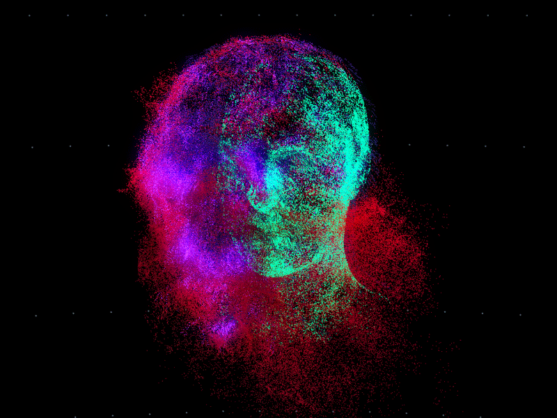3D head from particles. 3d 3d animation 3d art abstract after effects animation c4d cinema4d design dribbble energetic energy flow head particles redshift render volume