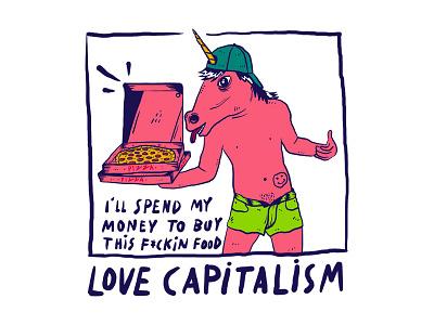 love capitalism character design doodle icon illustration