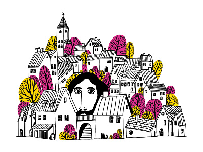 Hiding Home Dribbble doodle home illustration