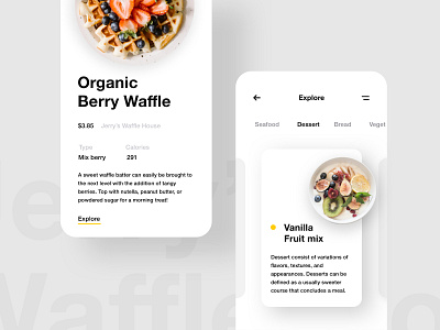 Waffle House App android app art clean colors delivery dessert dribbble food ios minimal minimalistic restaurant simple soft ui