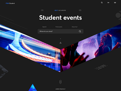 Student events black white blue branding colors design homepage illustration logo ui web