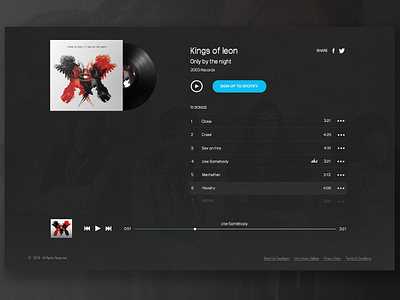 Kings of Leon Playlist blue grey kingsofleon music music website playlist social app ux ui ux design