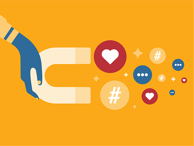 a social magnet design hashtag illustration like magnet media social texting vector