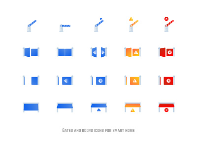 Gates and doors icons for smart home design digital door flat flat design gate gradient gradient icon iconography icons icons design icons set illustration light smart smarthome status