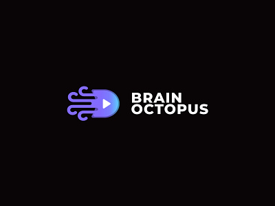 Brain Octopus Logo brain brand branding courses design logo logotype mark octopus play stream streaming video