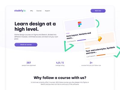 Studefy.io – Learn design at a high level clean courses design e learning figma learn sketch ui uidesign ux uxdesign web design website