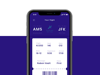 Flight Ticket iOS App - Boarding pass app apple boarding pass flight ios iphone sketch ticket ui ux