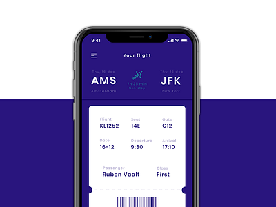 Flight Ticket iOS App - Boarding pass