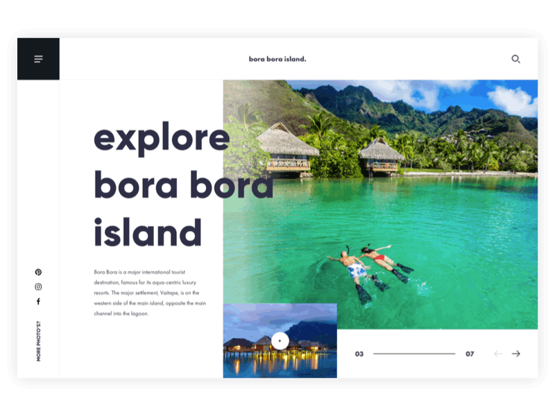 🌴 Bora Bora Island bora bora island clean concept design photoshop sketch typography ui ux vacation web design website