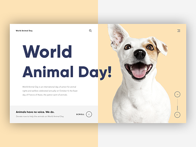 🐶 World Animal Day animal animal day clean concept design dog photoshop sketch typography ui uidesign ux uxdesign web design website world animal day