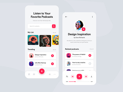 Design Podcasts App Exploration app app design concept creative design mobile player podcast ui ux