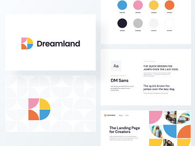 Dreamland Branding brand branding branding and identity branding design colors creative creators design font guidelines landing page letter logo logo design styleguide typogaphy ui ux