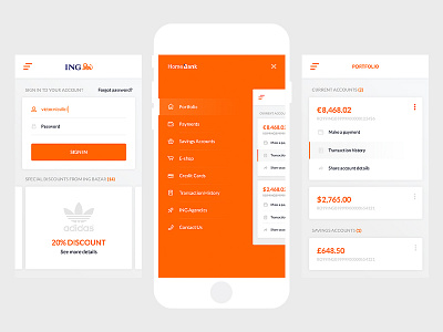 ING Homebank App app bank clean creative design ing menu minimal mobile ui userinterface ux