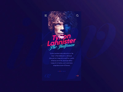 Game of Thrones "The Imp" - Mobile slider app design clean colors creative dark game of thrones spacing minimal mobile slider ui ux