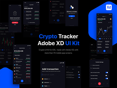 Crypto Portfolio Tracker UI Kit for iOS adobe xd app app design bitcoin clean coin coins creative crypto crypto app cryptocurrency design kit design mobile portfolio tracker ui ui kit ui kits