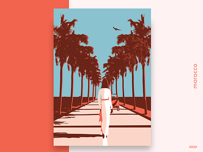[004/20] morocco bold bold color car clean color design fashion illustration lane magazine magazine cover malika favre minimal morocco palms poster vintage walking
