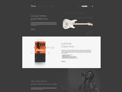 Fender site exploration concept fender guitar jimi hendrix landing layout page product page rebound shop ui unfold ux website