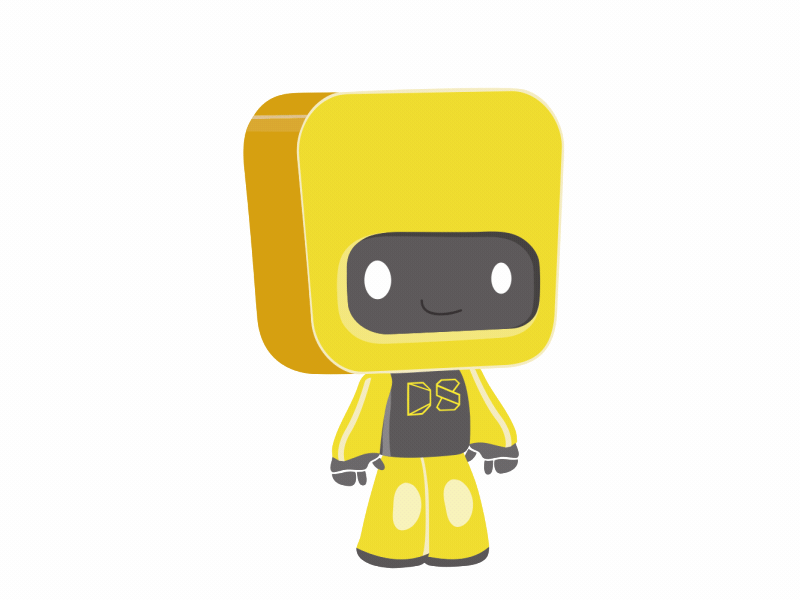 Dazed Bot 2d animation after effects animation broken cartoon character animation dazed glitch robot svg toon yellow