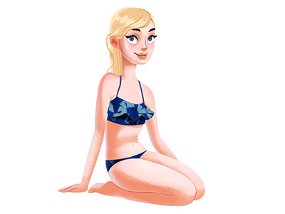 beach body blonde character design illustration swimsuit