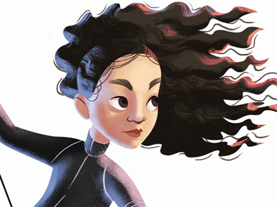 Spy girl character design curly hair girl illustration spy
