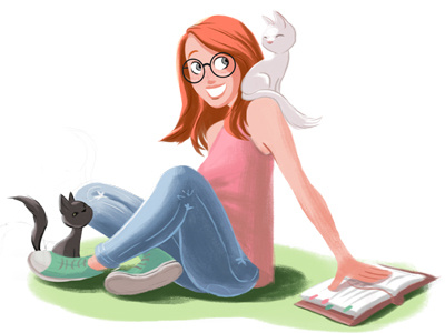 Blog girl cartoon cats character design illustration redhead