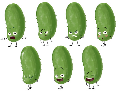 cucumber character design feelings illustration