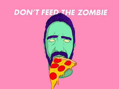 Don't feed the zombie adobe illustration illustrator pizza portrait selfie vector wacom zombie