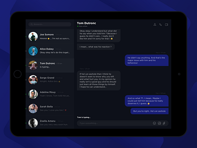 Daily UI #13 - Direct Messaging 🚀 challenge daily ui dark design direct messaging interface messages messaging tabletapp ui ux webdesign