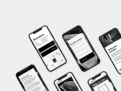Mobile website Version for Business center architecture black and white business clean design minimal mobile modern monochrome property rent ui version website