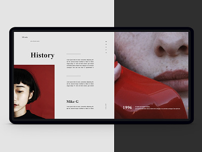 Page history fashion history interface minimalist page red ui ux web website